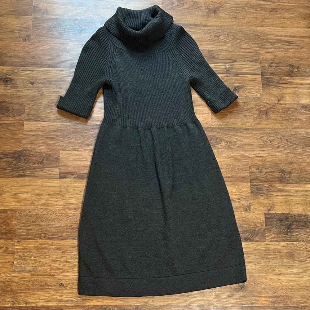 LOFT Dark Gray Long Sleeve Knit Dress - Picture 2 of 6
